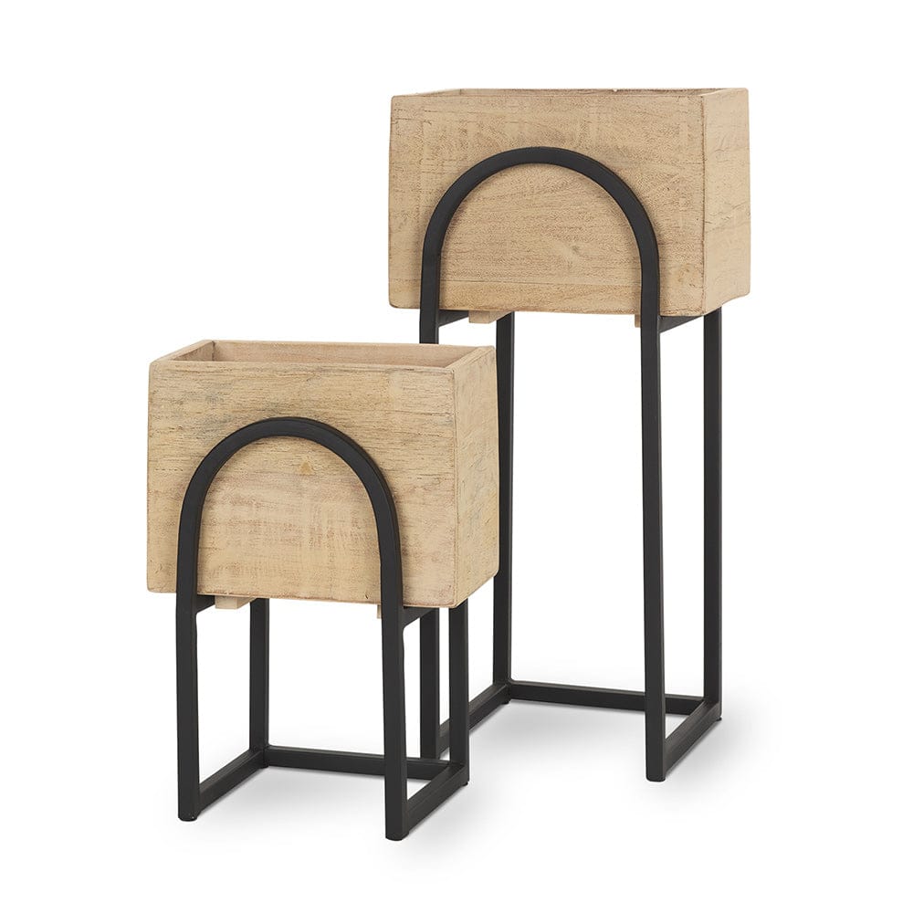 Mercana - Jadine Beige Wood w/ Black Metal Arch Frames (Set of 2) - 70156 view 1
