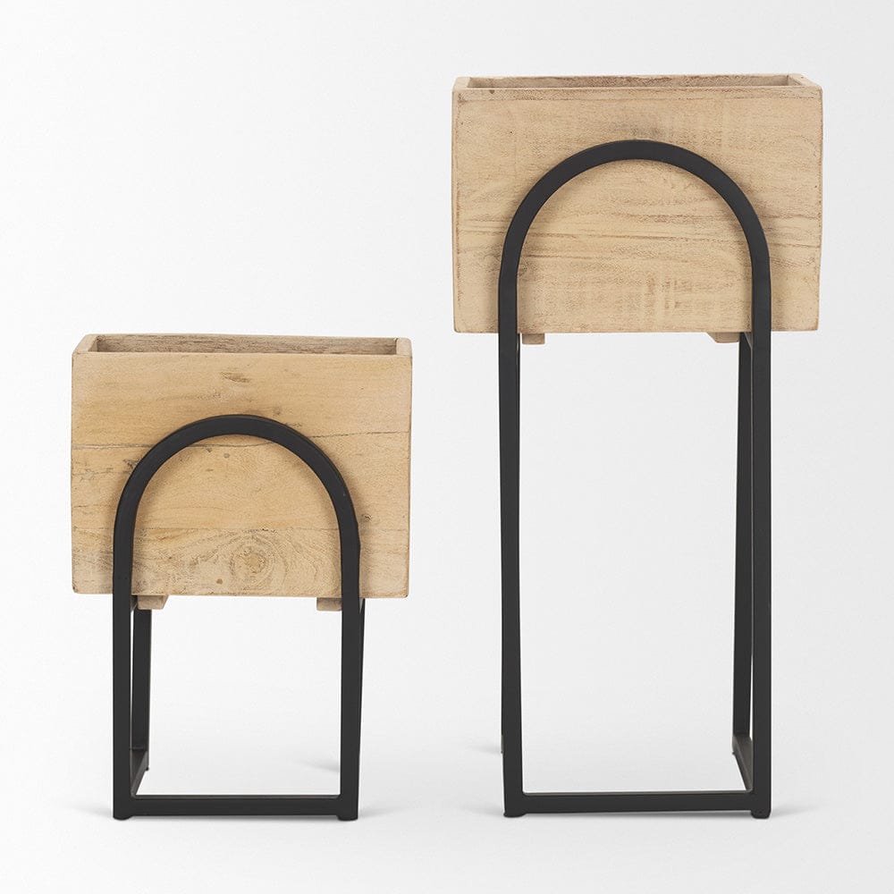 Mercana - Jadine Beige Wood w/ Black Metal Arch Frames (Set of 2) - 70156 view 4