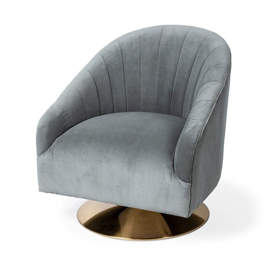 Mercana - James II Gray Blue Velvet Covered Seat w Gold Swivel Base Accent Chair - 67921 view 1