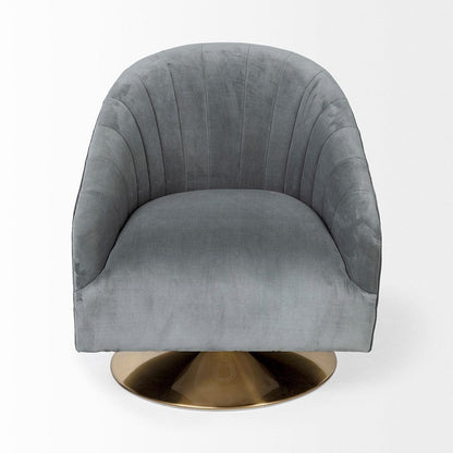 Mercana - James II Gray Blue Velvet Covered Seat w Gold Swivel Base Accent Chair - 67921 view 6