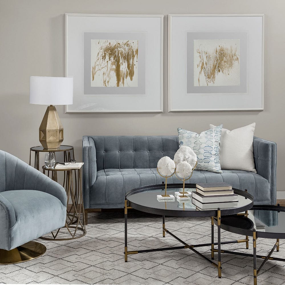 Mercana - James II Gray Blue Velvet Covered Seat w Gold Swivel Base Accent Chair - 67921 view 8