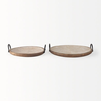 Mercana - Jamila 16.9L x 16.8W x 43.3H Brown Wooden Tray (Set of 2) - 70068 view 2