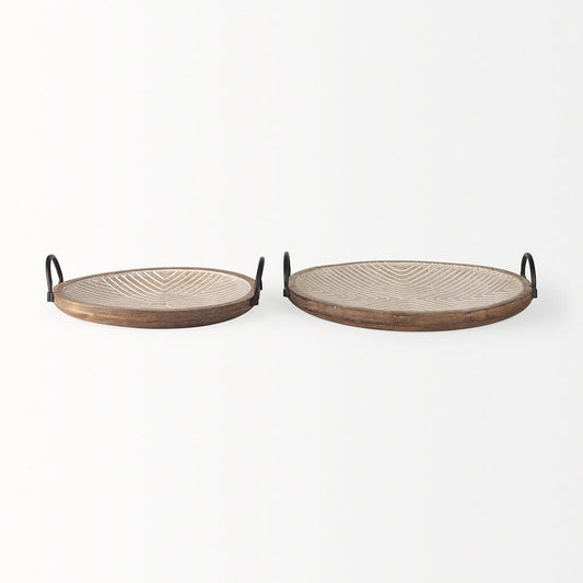 Mercana - Jamila 16.9L x 16.8W x 43.3H Brown Wooden Tray (Set of 2) - 70068 view 2