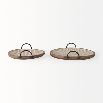 Mercana - Jamila 16.9L x 16.8W x 43.3H Brown Wooden Tray (Set of 2) - 70068 view 3