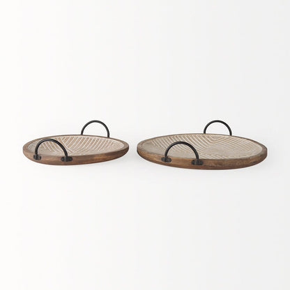 Mercana - Jamila 16.9L x 16.8W x 43.3H Brown Wooden Tray (Set of 2) - 70068 view 4