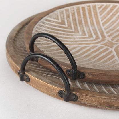 Mercana - Jamila 16.9L x 16.8W x 43.3H Brown Wooden Tray (Set of 2) - 70068 view 6