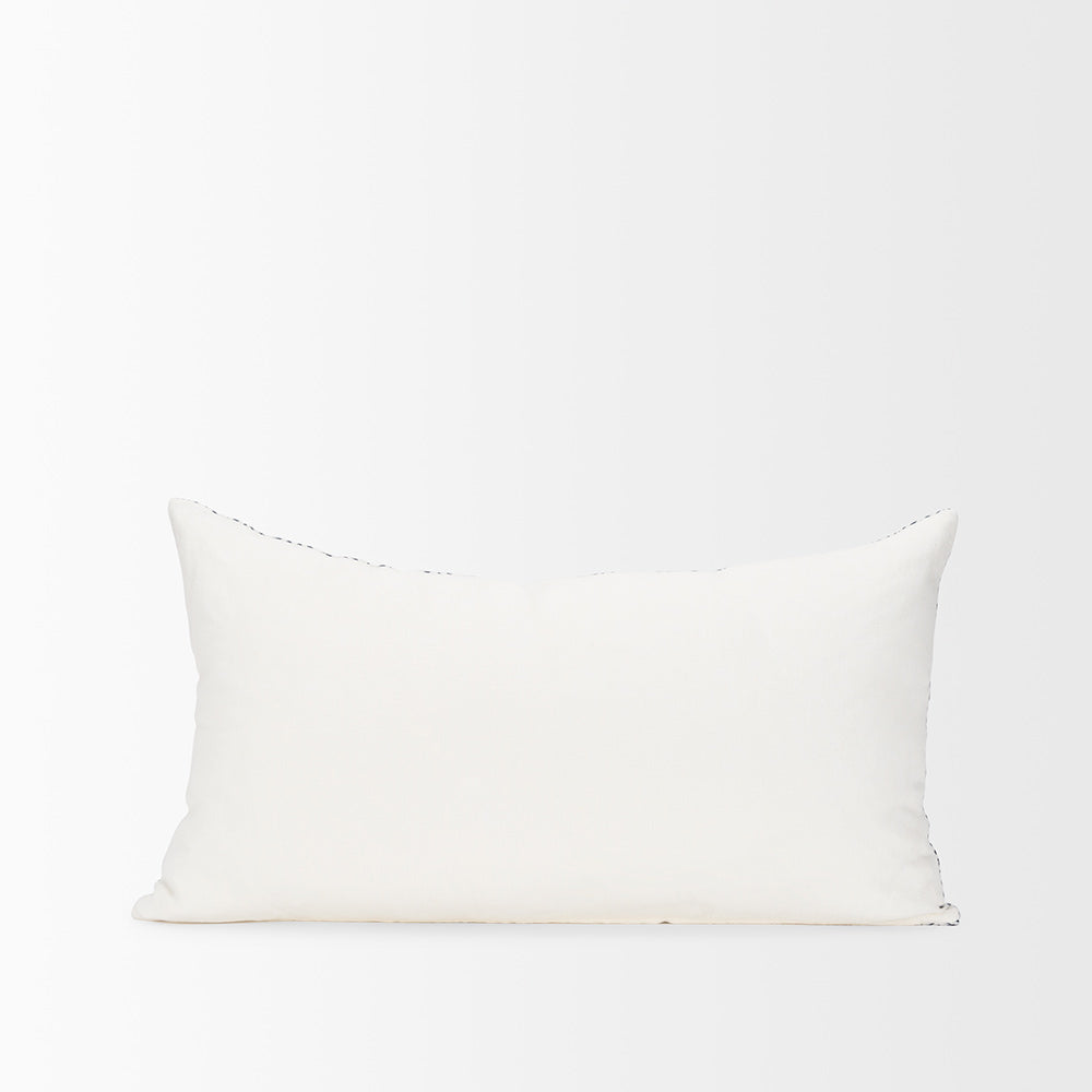 Mercana - Janelle Cream w/ Indigo Print Linen Lumbar Decorative Pillow Cover - 70320 view 4