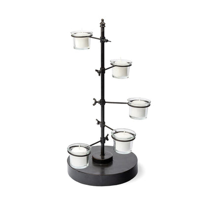 Mercana - Jaran Black Metal Five Armed Tealight Table Candle Holder - 67998_CLOSEOUT view 1