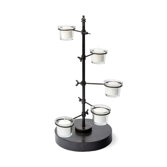 Mercana - Jaran Black Metal Five Armed Tealight Table Candle Holder - 67998_CLOSEOUT view 1