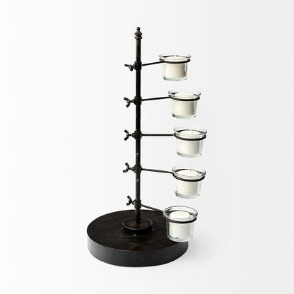 Mercana - Jaran Black Metal Five Armed Tealight Table Candle Holder - 67998_CLOSEOUT view 2