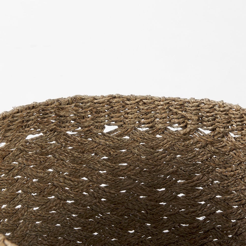 Mercana - Jarek 15.0L x 15.0W x 11.8H Medium Brown Seagrass Basket Cross Weave Round Basket (Set of 3) - 69598 view 5