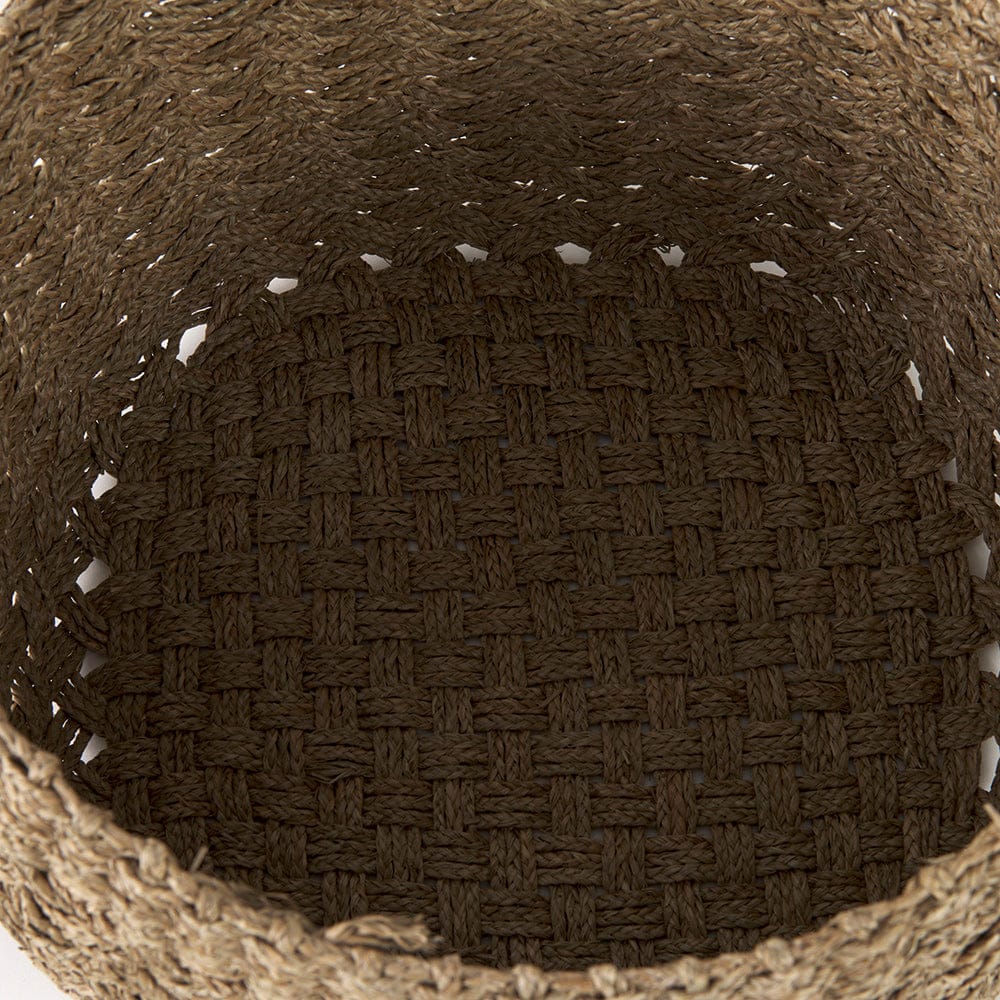 Mercana - Jarek 15.0L x 15.0W x 11.8H Medium Brown Seagrass Basket Cross Weave Round Basket (Set of 3) - 69598 view 6