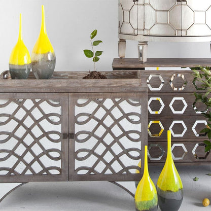 Mercana - Jasse Large Yellow/Gray Ombre Glass Vase - 30842 view 7