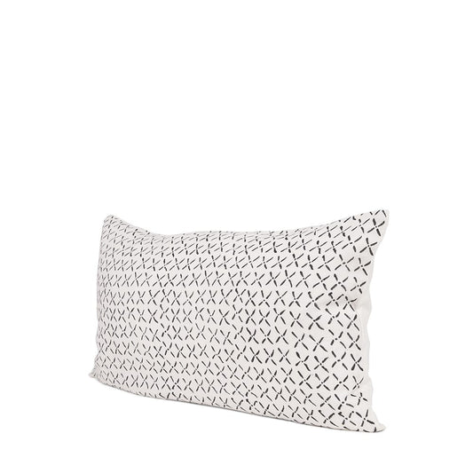 Mercana - Jayden Cream w/ Black Print Linen Lumbar Decorative Pillow Cover - 70314 view 1