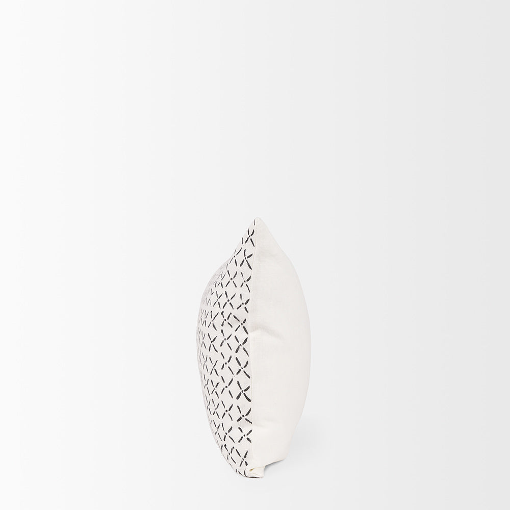 Mercana - Jayden Cream w/ Black Print Linen Lumbar Decorative Pillow Cover - 70314 view 3