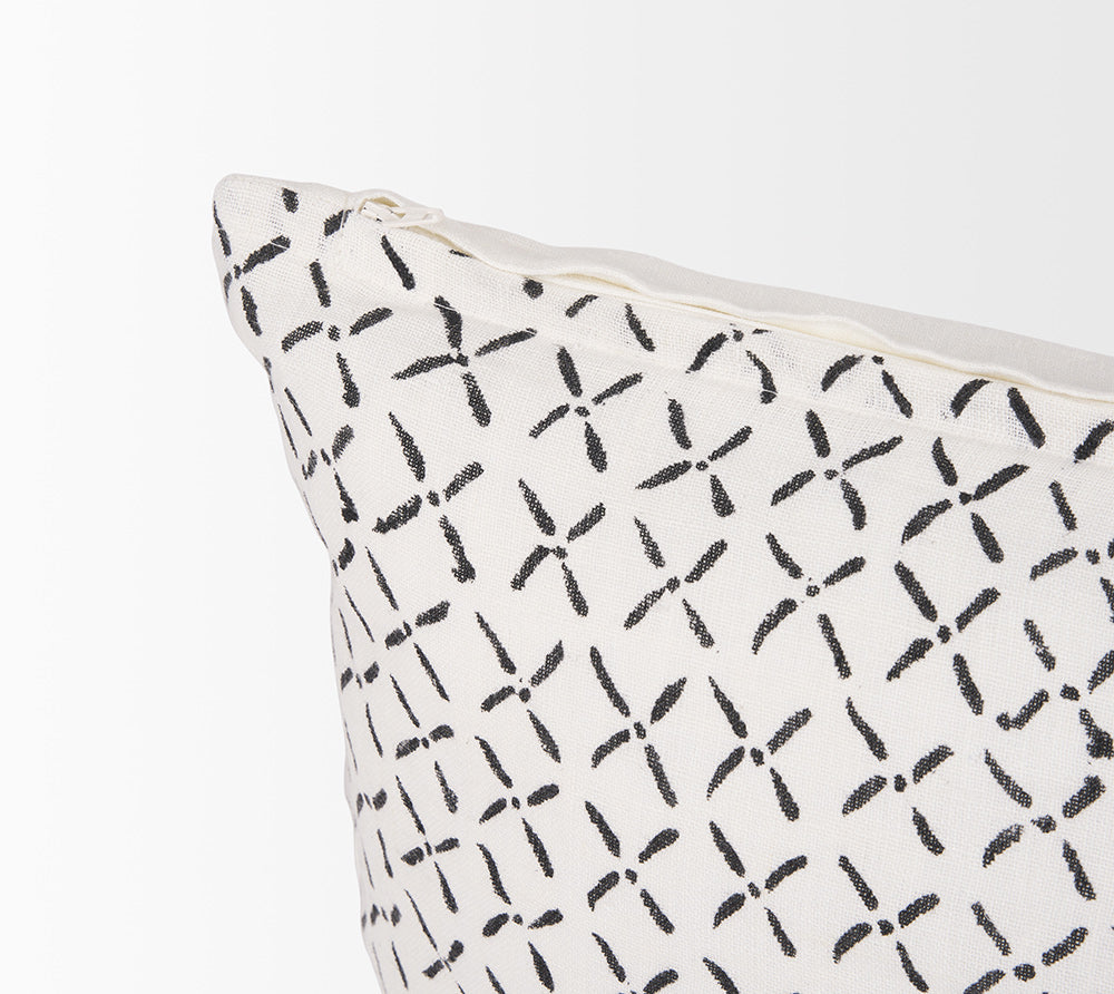 Mercana - Jayden Cream w/ Black Print Linen Lumbar Decorative Pillow Cover - 70314 view 7