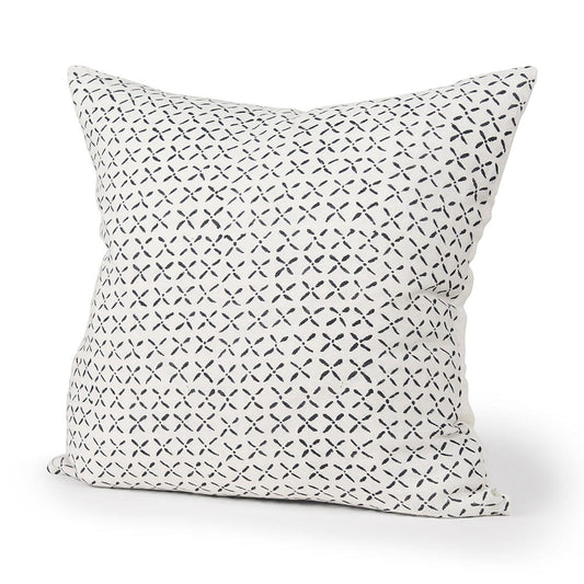 Mercana - Jayden Cream w/ Black Print Linen Square Decorative Pillow Cover - 70313 view 1