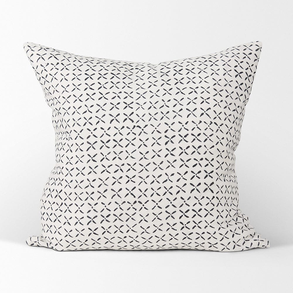 Mercana - Jayden Cream w/ Black Print Linen Square Decorative Pillow Cover - 70313 view 2