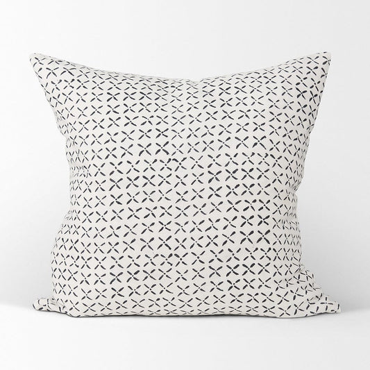 Mercana - Jayden Cream w/ Black Print Linen Square Decorative Pillow Cover - 70313 view 2