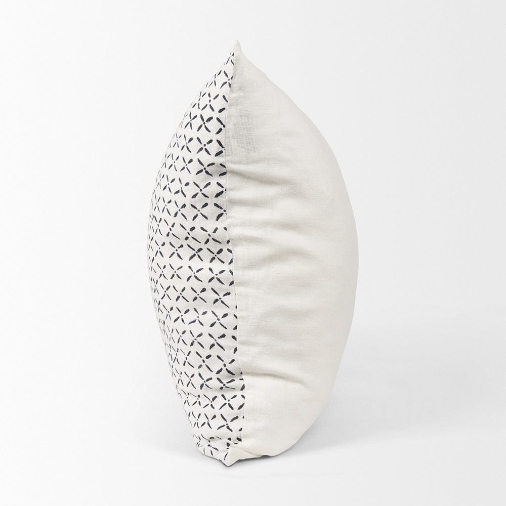 Mercana - Jayden Cream w/ Black Print Linen Square Decorative Pillow Cover - 70313 view 3