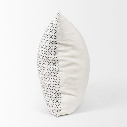 Mercana - Jayden Cream w/ Black Print Linen Square Decorative Pillow Cover - 70313 view 3