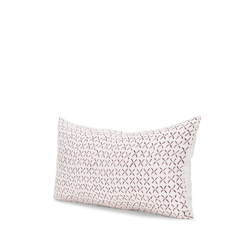 Mercana - Jayden Cream w/ Merlot Print Linen Lumbar Decorative Pillow Cover - 70312 view 1