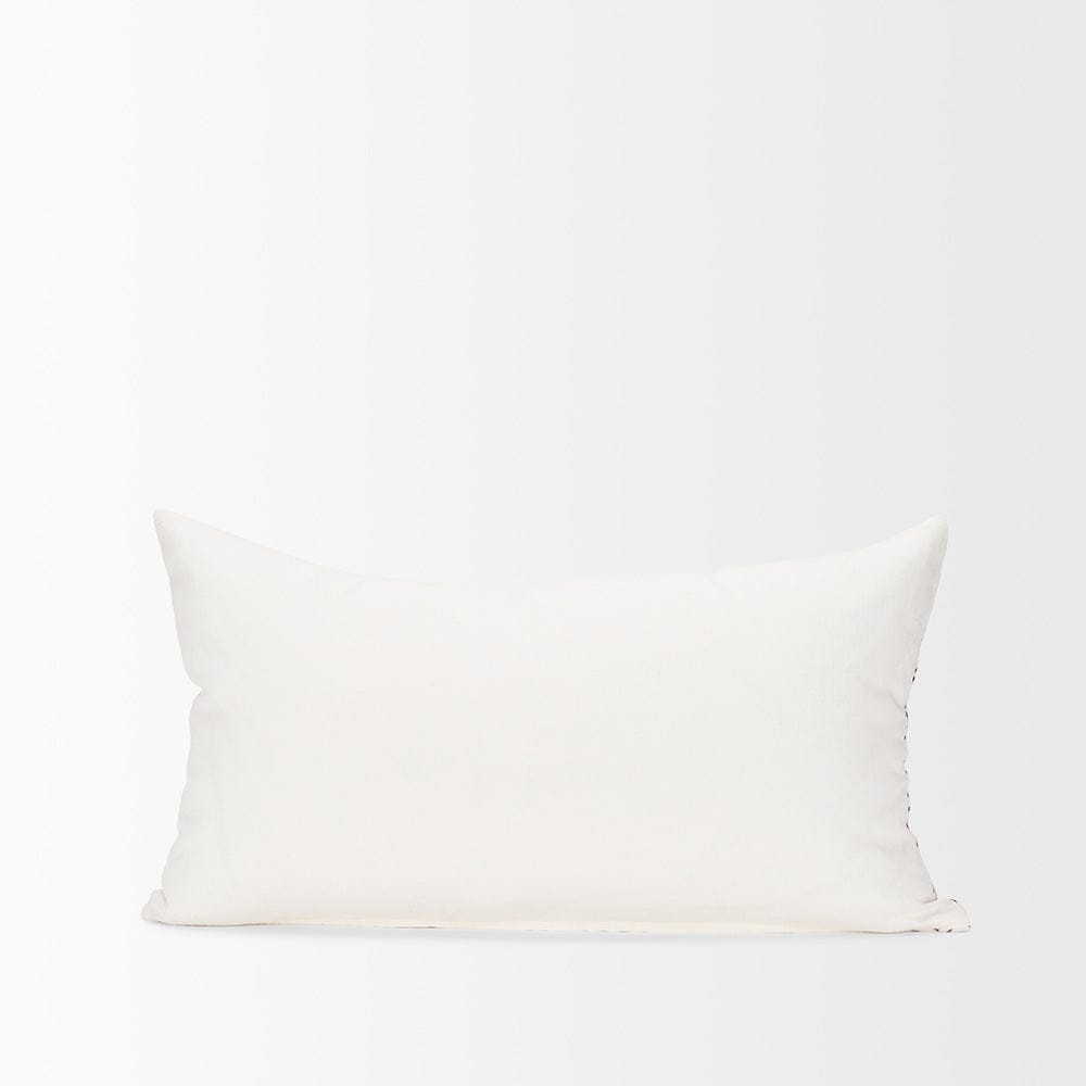 Mercana - Jayden Cream w/ Merlot Print Linen Lumbar Decorative Pillow Cover - 70312 view 4