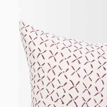 Mercana - Jayden Cream w/ Merlot Print Linen Lumbar Decorative Pillow Cover - 70312 view 5