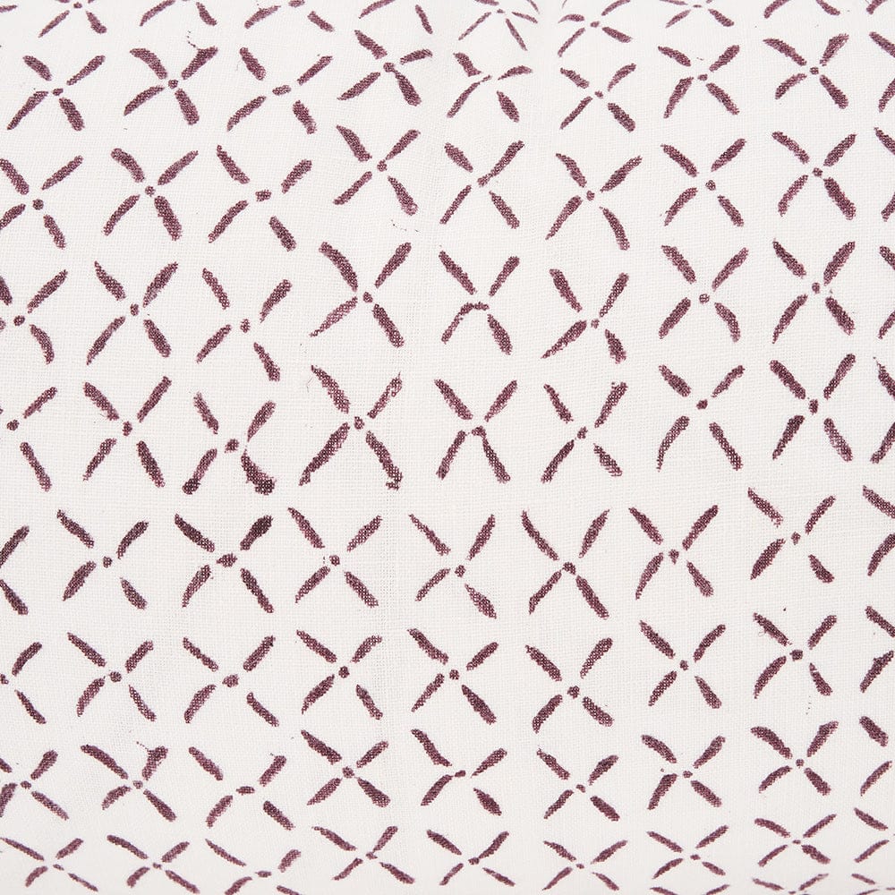 Mercana - Jayden Cream w/ Merlot Print Linen Lumbar Decorative Pillow Cover - 70312 view 6