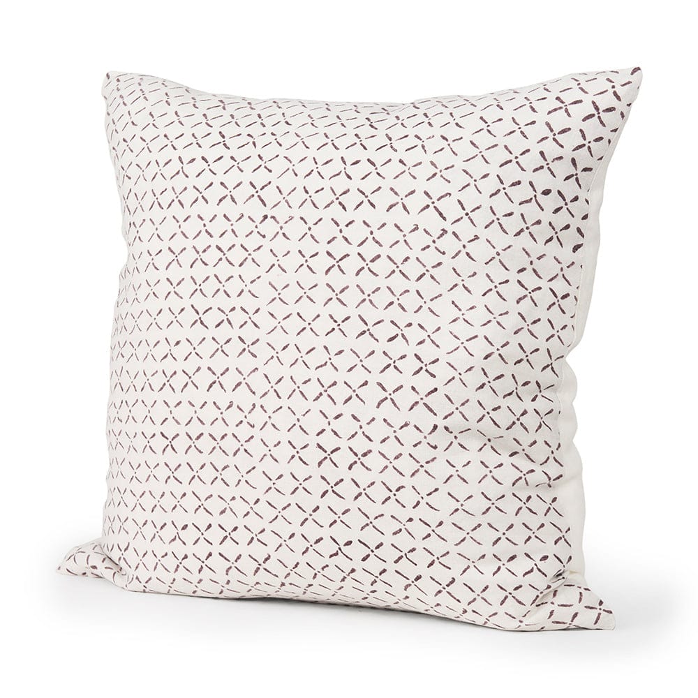 Mercana - Jayden Cream w/ Merlot Print Linen Square Decorative Pillow Cover - 70311 view 1