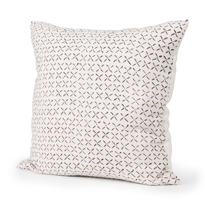 Mercana - Jayden Cream w/ Merlot Print Linen Square Decorative Pillow Cover - 70311 view 1
