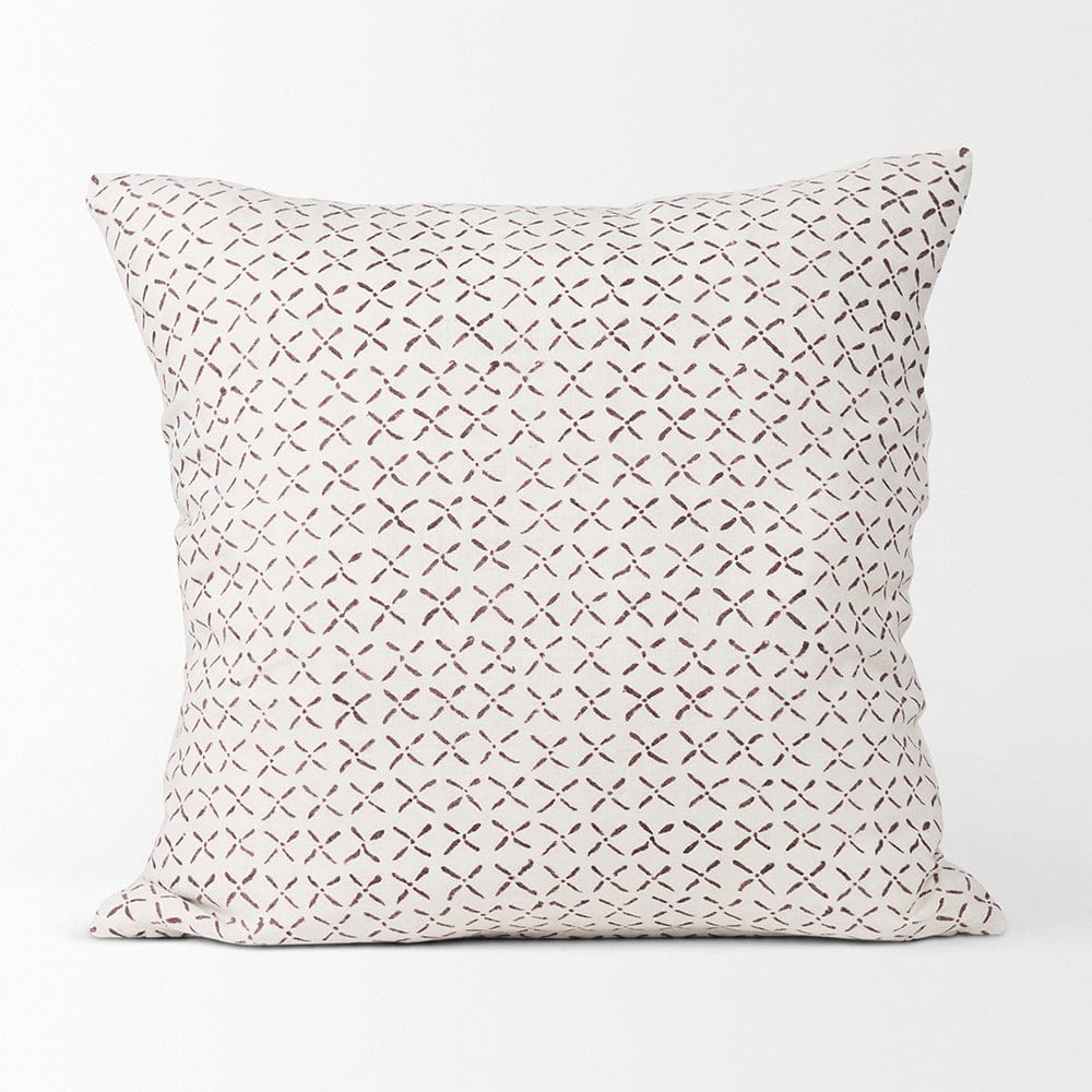 Mercana - Jayden Cream w/ Merlot Print Linen Square Decorative Pillow Cover - 70311 view 2