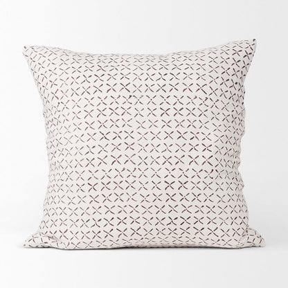Mercana - Jayden Cream w/ Merlot Print Linen Square Decorative Pillow Cover - 70311 view 2