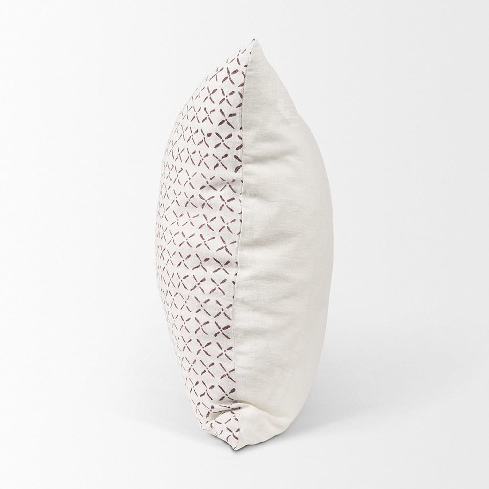 Mercana - Jayden Cream w/ Merlot Print Linen Square Decorative Pillow Cover - 70311 view 3