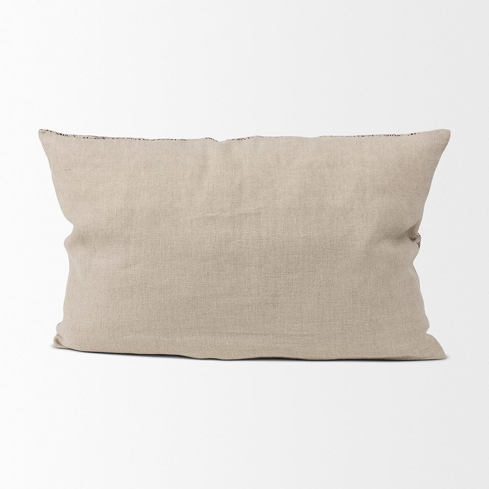 Mercana - Jayne Beige w/ Merlot Print Linen Lumbar Decorative Pillow Cover - 70316 view 4