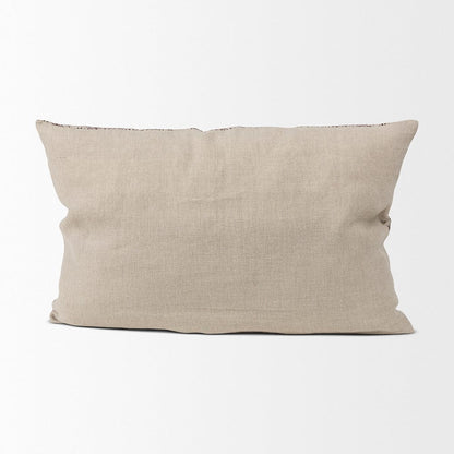 Mercana - Jayne Beige w/ Merlot Print Linen Lumbar Decorative Pillow Cover - 70316 view 4