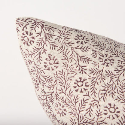 Mercana - Jayne Beige w/ Merlot Print Linen Lumbar Decorative Pillow Cover - 70316 view 5