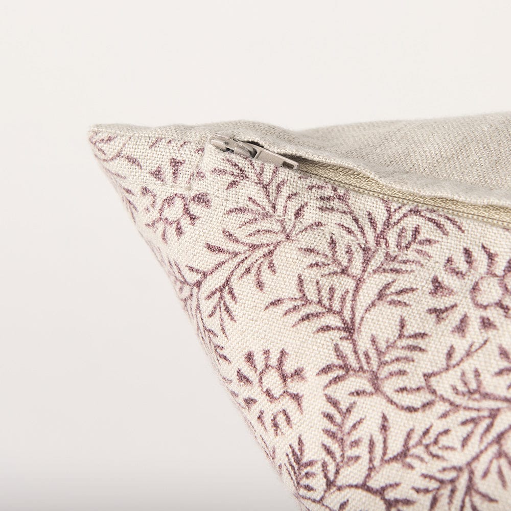 Mercana - Jayne Beige w/ Merlot Print Linen Lumbar Decorative Pillow Cover - 70316 view 7