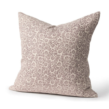Mercana - Jayne Beige w/ Merlot Print Linen Square Decorative Pillow Cover - 70315 view 1