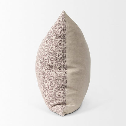 Mercana - Jayne Beige w/ Merlot Print Linen Square Decorative Pillow Cover - 70315 view 3