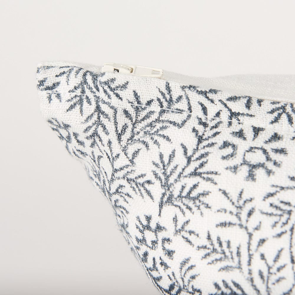 Mercana - Jayne Cream w/ Indigo Print Linen Lumbar Decorative Pillow Cover - 70318 view 7