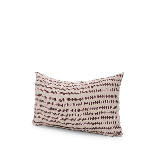 Mercana - Jenna Beige w/ Merlot Print Linen Lumbar Decorative Pillow Cover - 70324 view 1