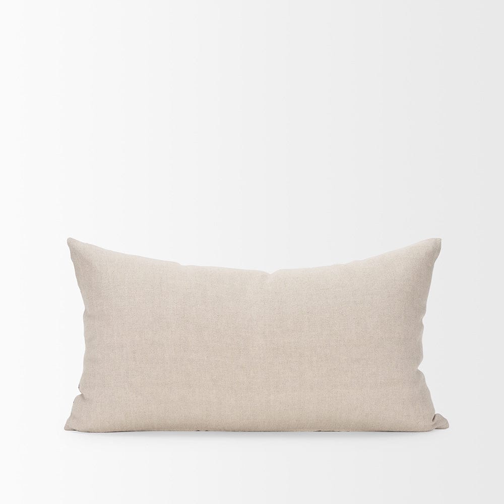 Mercana - Jenna Beige w/ Merlot Print Linen Lumbar Decorative Pillow Cover - 70324 view 4