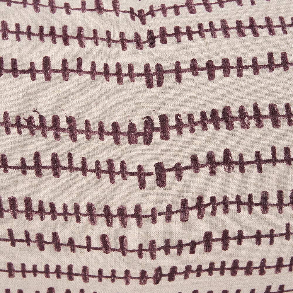 Mercana - Jenna Beige w/ Merlot Print Linen Lumbar Decorative Pillow Cover - 70324 view 6