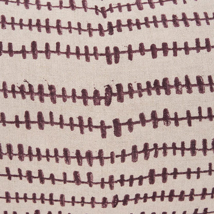 Mercana - Jenna Beige w/ Merlot Print Linen Lumbar Decorative Pillow Cover - 70324 view 6