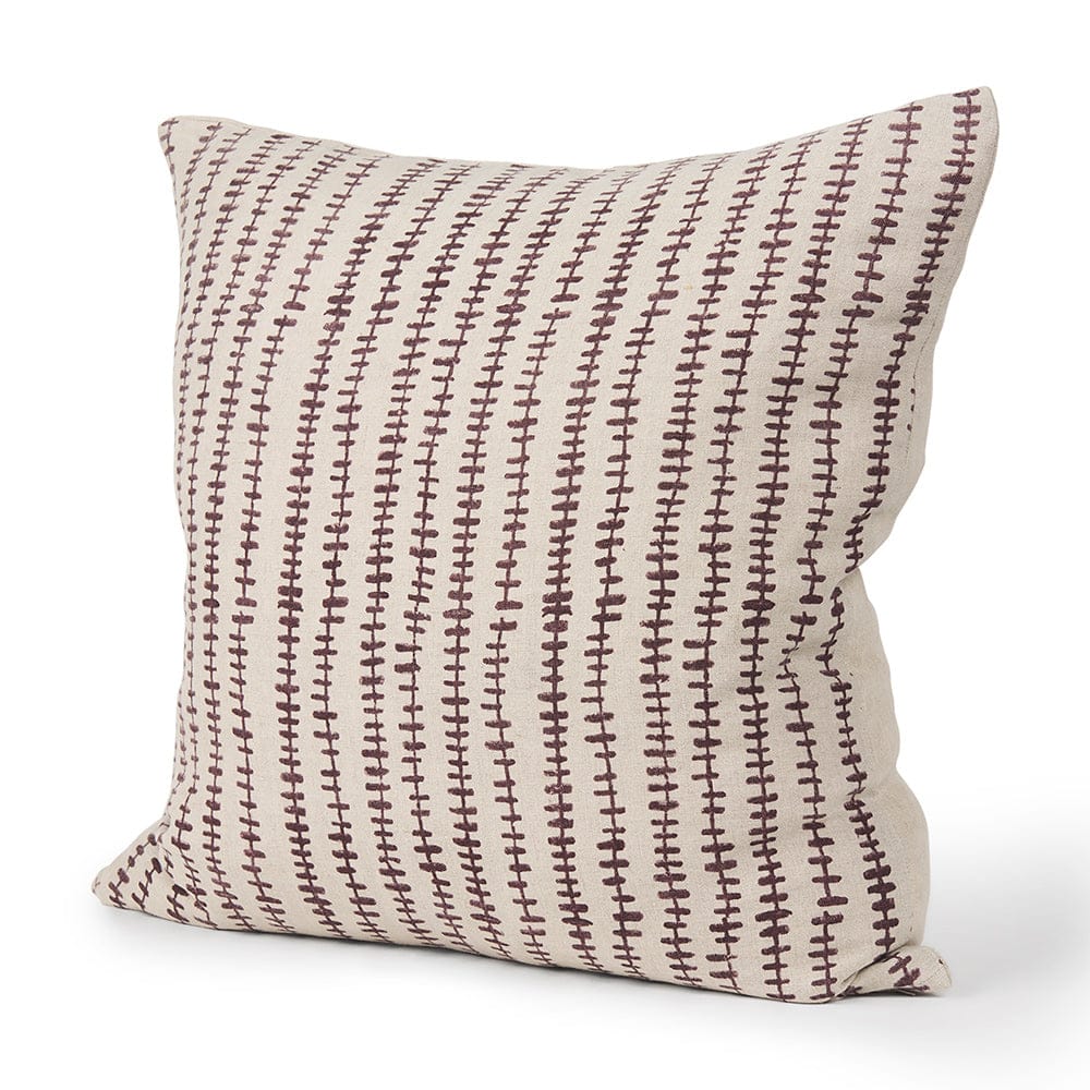 Mercana - Jenna Beige w/ Merlot Print Linen Square Decorative Pillow Cover - 70323 view 1