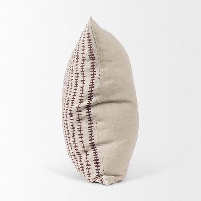 Mercana - Jenna Beige w/ Merlot Print Linen Square Decorative Pillow Cover - 70323 view 3