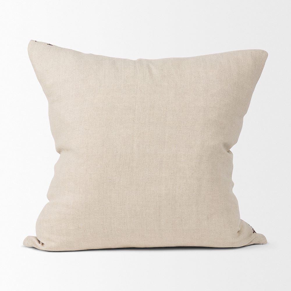 Mercana - Jenna Beige w/ Merlot Print Linen Square Decorative Pillow Cover - 70323 view 4