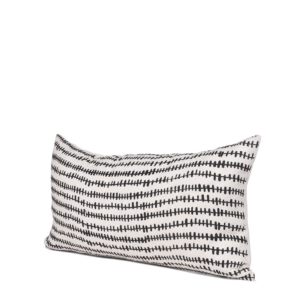 Mercana - Jenna Cream w/ Black Print Linen Lumbar Decorative Pillow Cover - 70322 view 1