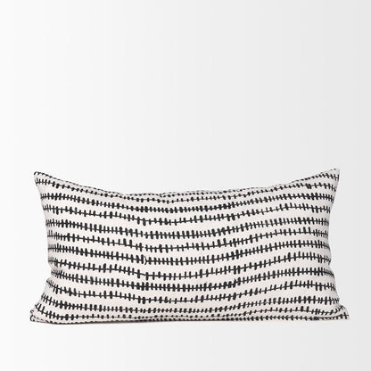 Mercana - Jenna Cream w/ Black Print Linen Lumbar Decorative Pillow Cover - 70322 view 2